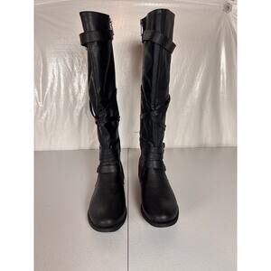 Avenue Pompton Black Tall Riding Boots Women’s 10W Wide Calf Buckle Strap Zip